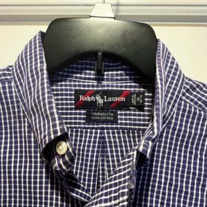 Ralph Lauren button down checked oxford dress shirt men boy 16 x 34/35 purple